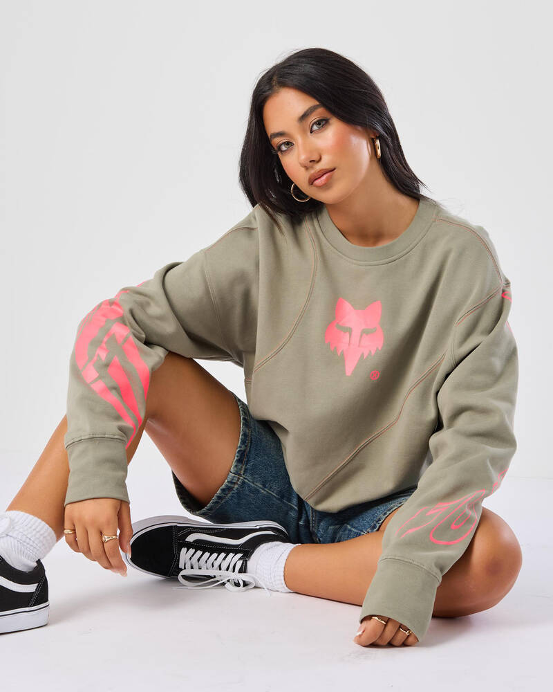 Fox Elevated Oversized Fleece Crew Sweatshirt for Womens