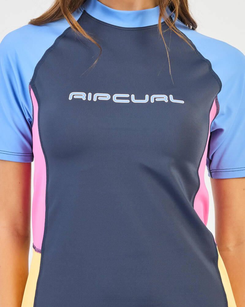 Rip Curl Block Party UPF 50 Short Sleeve Rash Vest for Womens