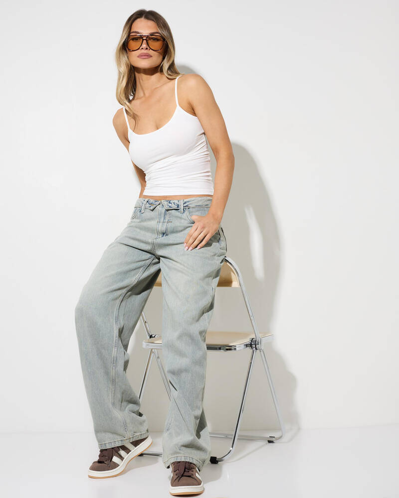Thrills Murphy Folded Waist Baggy Jeans for Womens