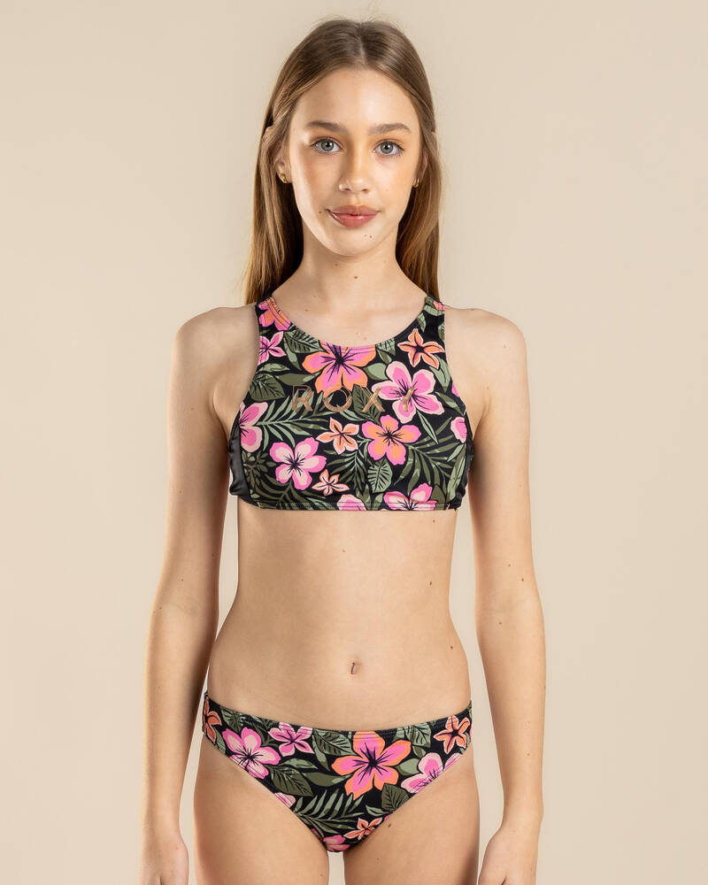 Roxy Girls' Active Floral Crop Top Bikini Set for Womens