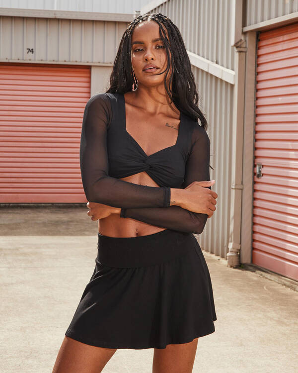 Ava And Ever James Mesh Long Sleeve Crop Top for Womens