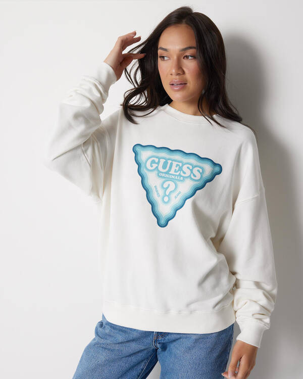 GUESS Multi-Colour Triangle Crew Neck Sweatshirt for Womens