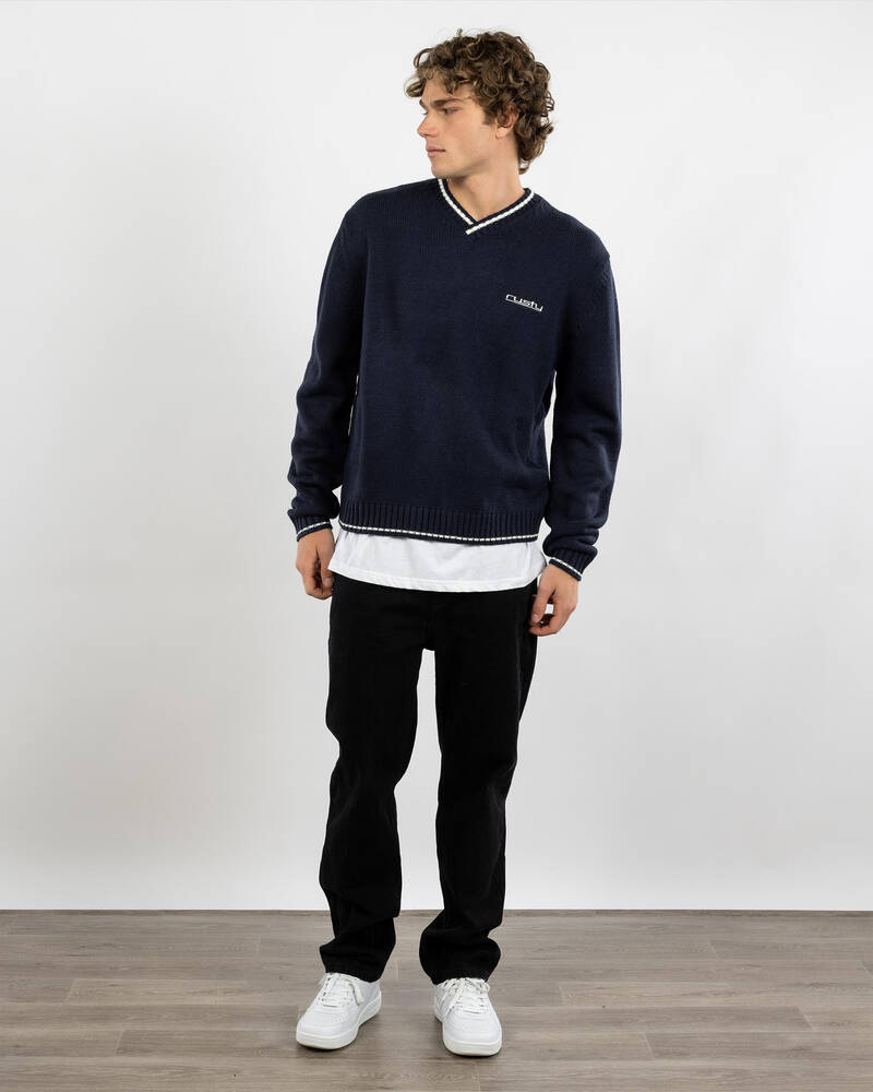 Rusty Venom Vee Neck Knitted Crew Jumper for Mens