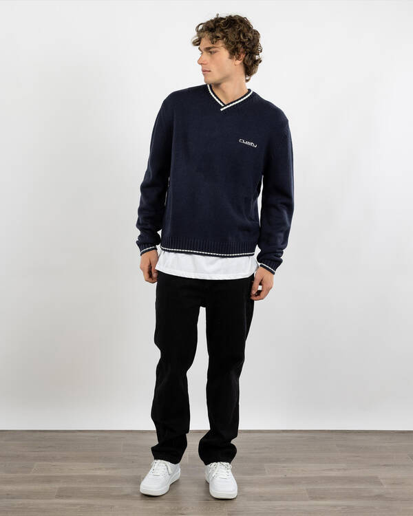 Rusty Venom Vee Neck Knitted Crew Jumper for Mens