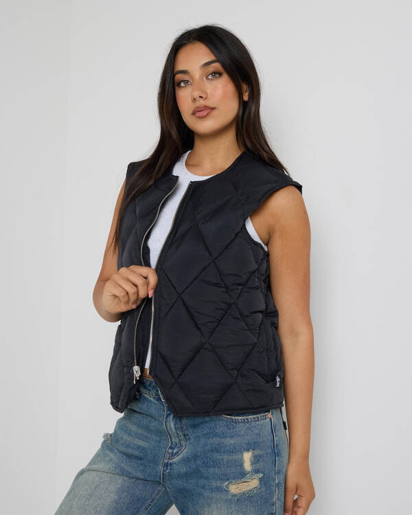 Stussy Stock Logo Reversible Quilted Vest for Womens
