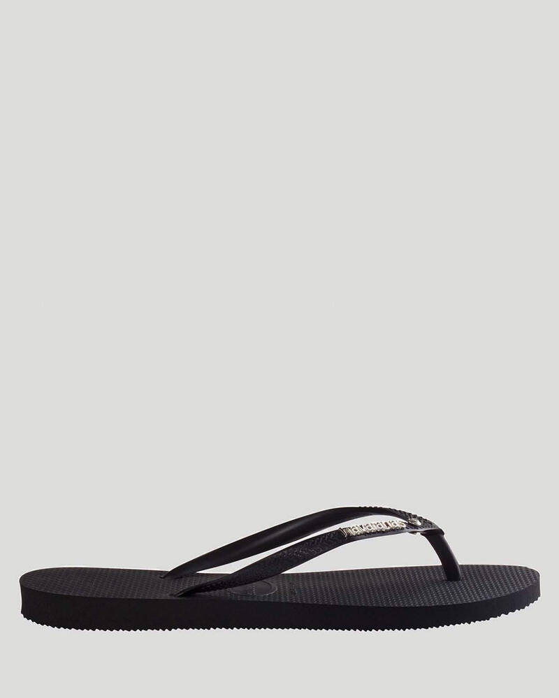 Havaianas Slim Metal Logo Crystal Thongs for Womens