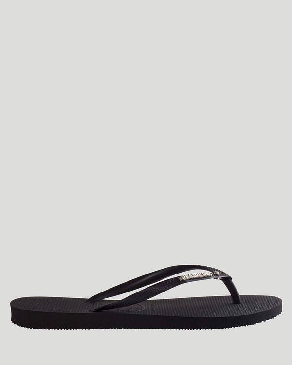 Havaianas Slim Metal Logo Crystal Thongs for Womens