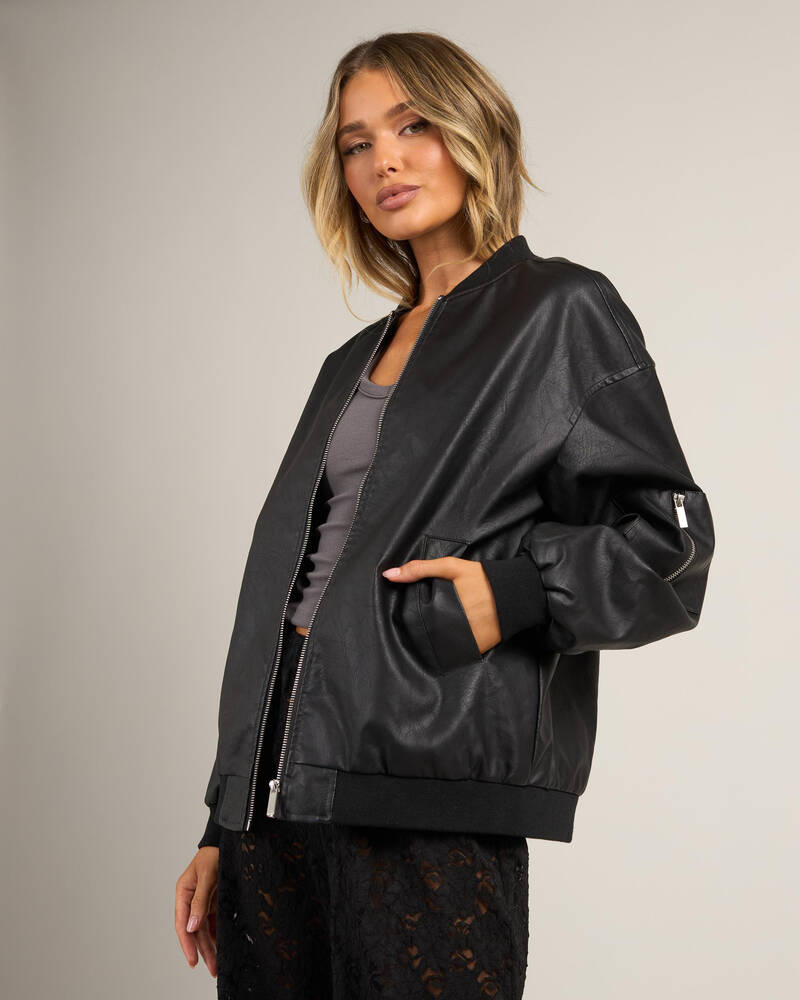 Ava And Ever Ace Faux Leather Bomber Jacket for Womens