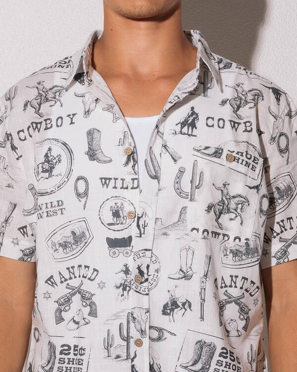 Double Diamond Ranch Wild West Short Sleeve Shirt for Mens