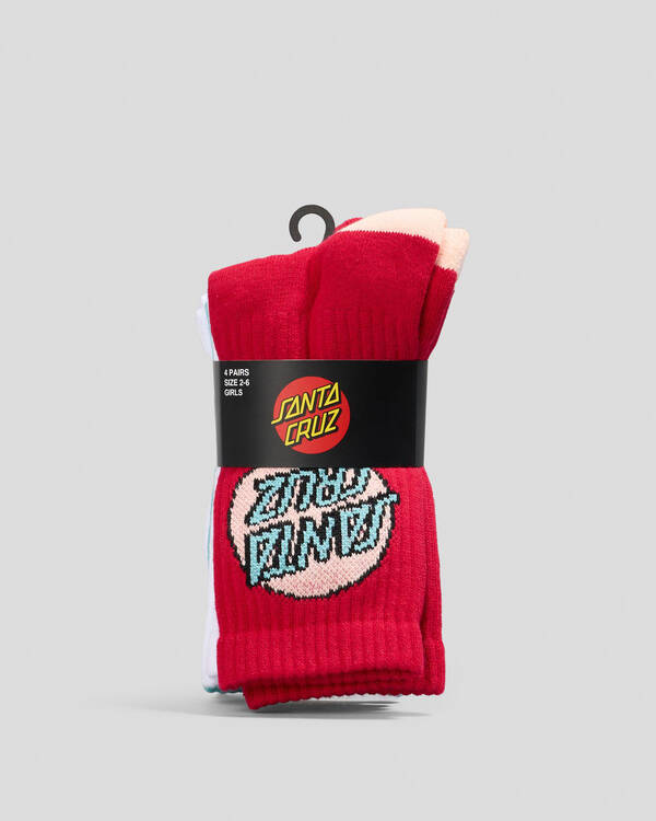 Santa Cruz Girls' Other Dot Crew Socks 4 Pack for Womens