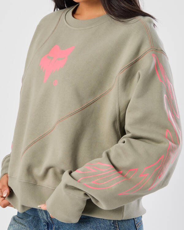 Fox Elevated Oversized Fleece Crew Sweatshirt for Womens