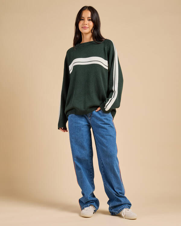 Rusty White Lines Crew Neck Knit Jumper for Womens