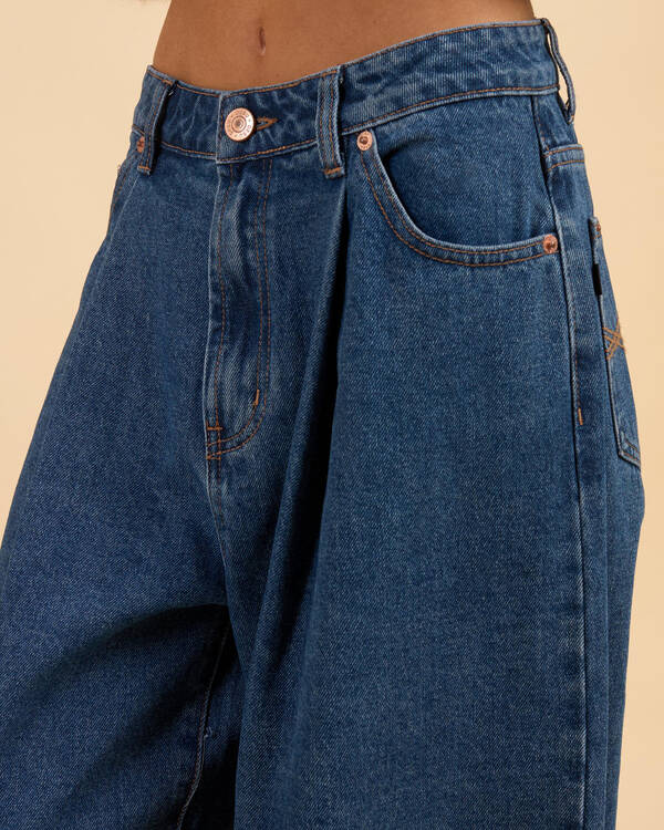 DESU Demi Pleated Wide Leg Jeans for Womens