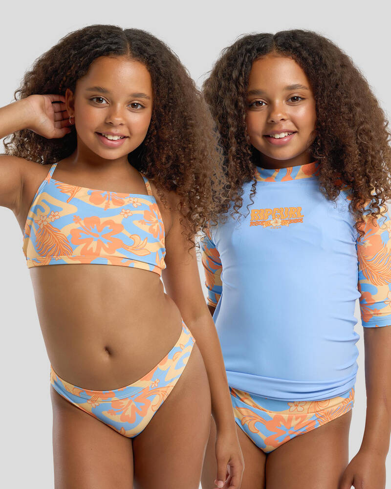 Rip Curl Girls' Sun Sol UPF Short Sleeve Rash Vest Set for Womens