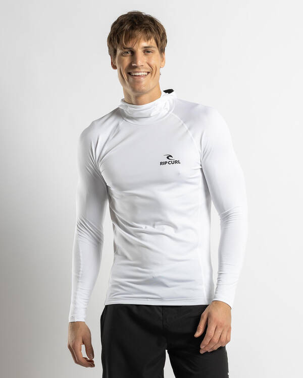 Rip Curl Stack UPF Performance Hood Long Sleeve Rash Vest for Mens