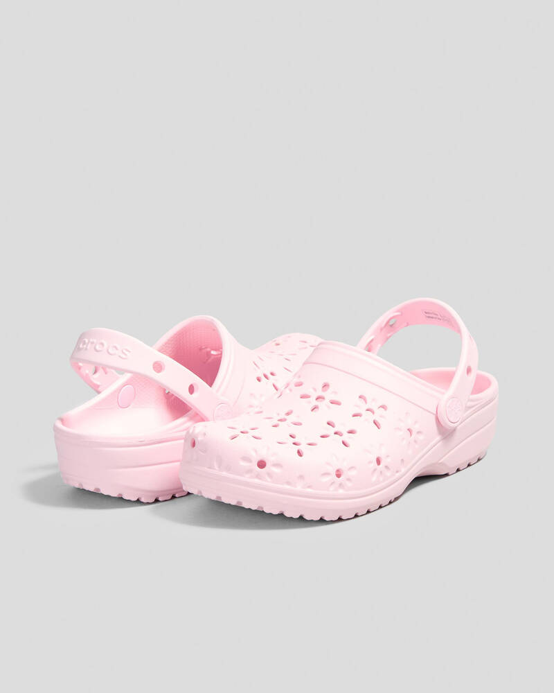 Crocs Classic Floral Cut Out Clogs for Womens