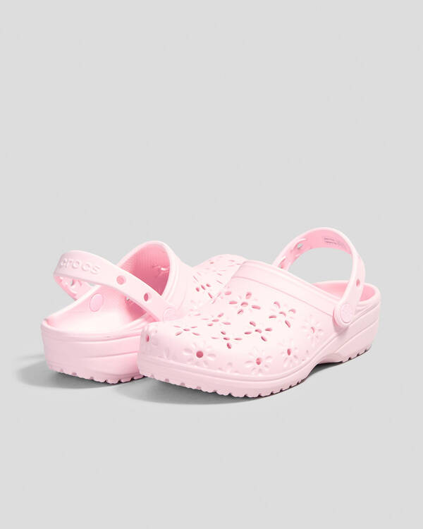 Crocs Classic Floral Cut Out Clogs for Womens
