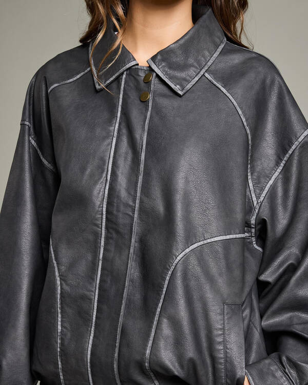 Ava And Ever Dakota Faux Leather Bomber Jacket for Womens