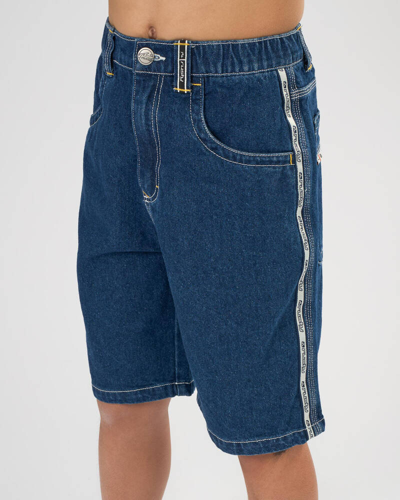 Rusty Boys' Flip Daddy Taped Denim Shorts for Mens