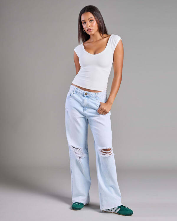 Ava And Ever Basic V Neck Fine Rib Tee for Womens