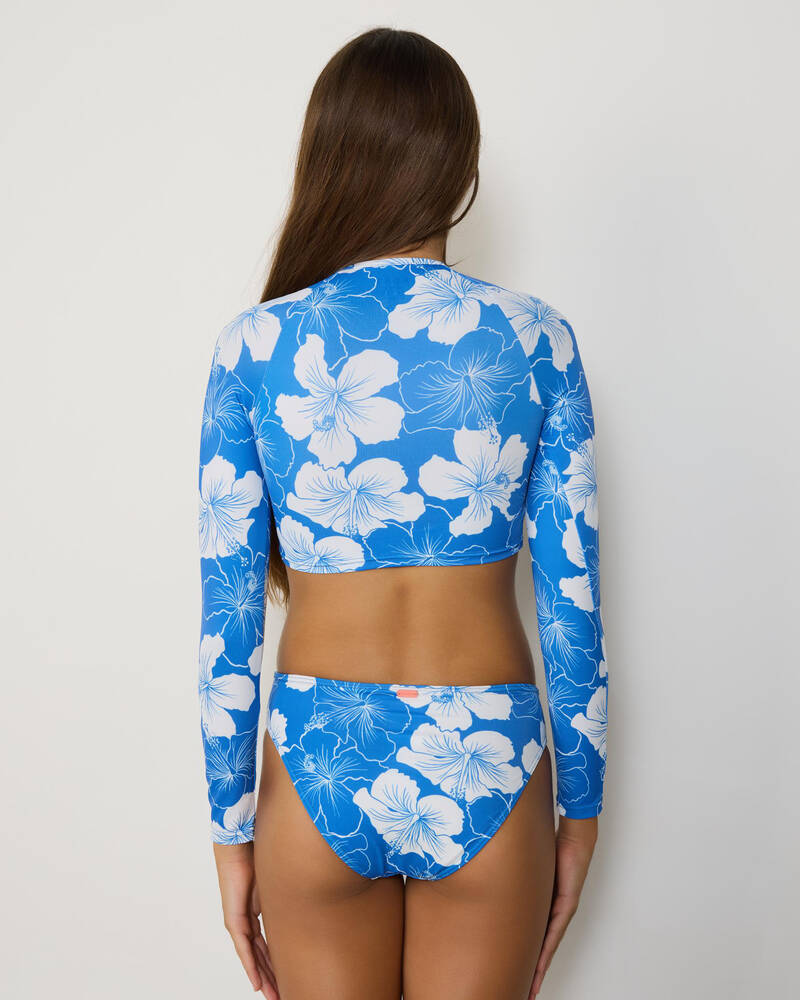 Roxy Girls' Happy Hibiscus Crop Long Sleeve Rash Vest Set for Womens