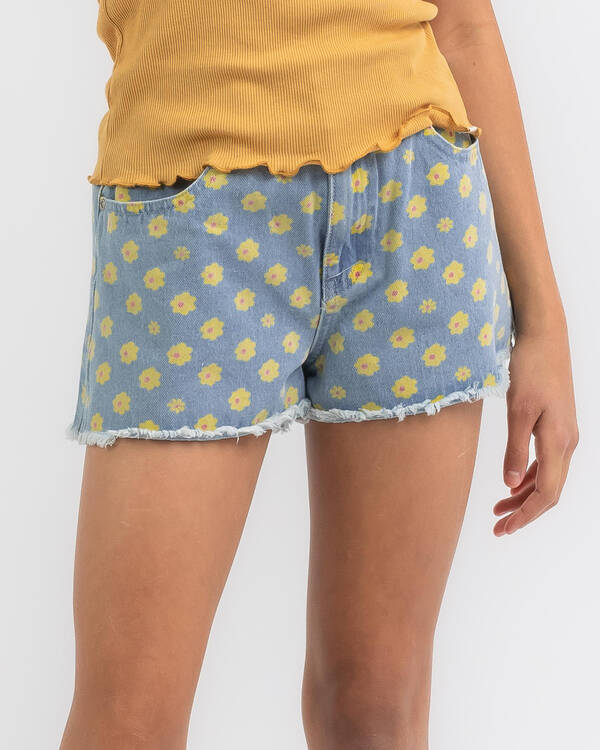 Rusty Girl's Daisy Kick Flare Denim Shorts for Womens