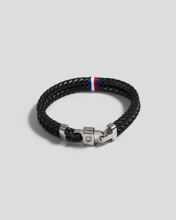 Tommy Hilfiger Leather Carabiner Bracelet for Mens