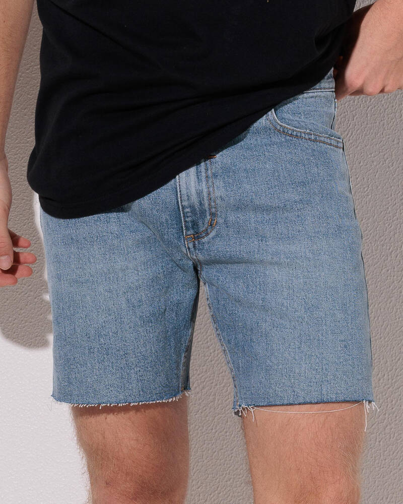 Thrills Mandude Raw Slim Cropped Denim Shorts for Mens