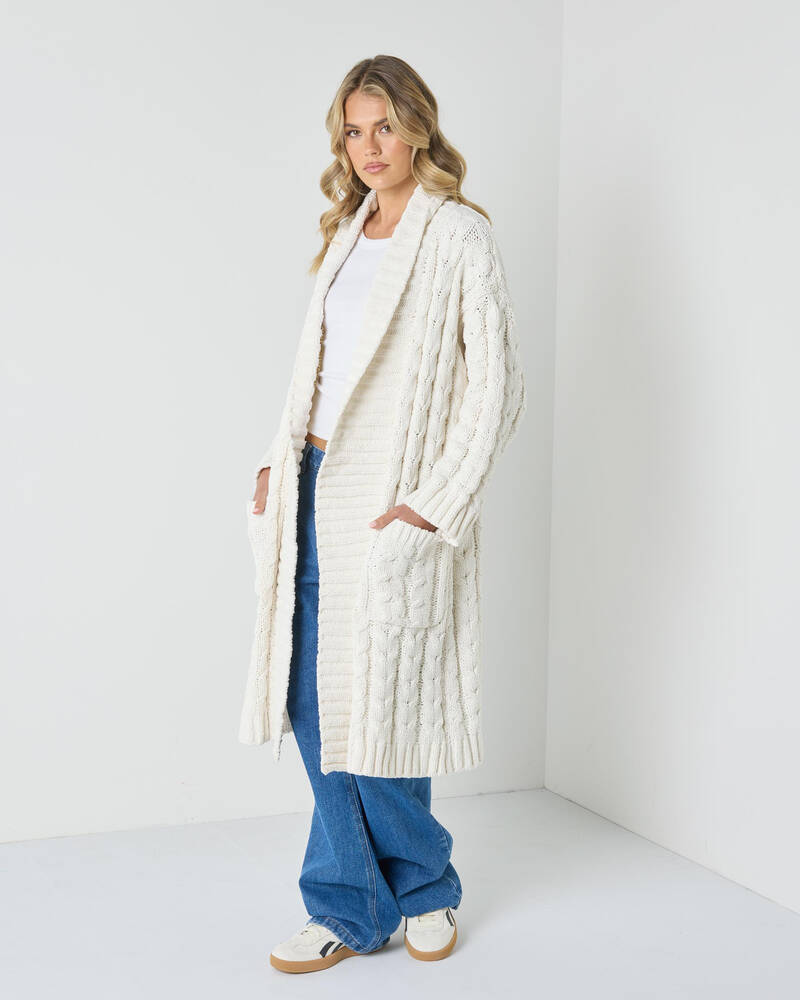 Mooloola Vogue Longline Cable Knit Cardigan for Womens