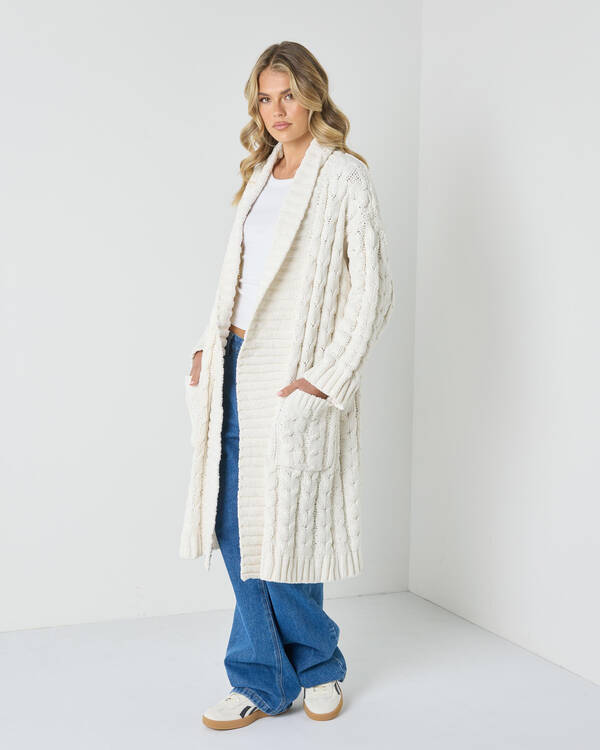 Mooloola Vogue Longline Cable Knit Cardigan for Womens