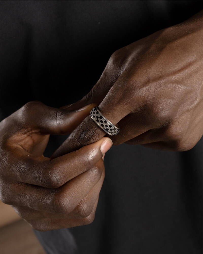 REPUBLIK Checkerboard Spinner Ring for Mens