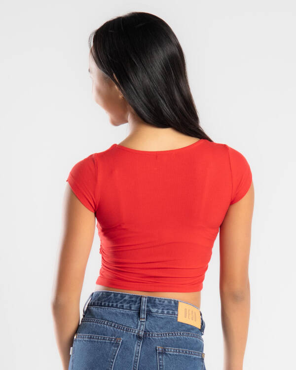Ava And Ever Girls' Basic Ruched Side Tee for Womens