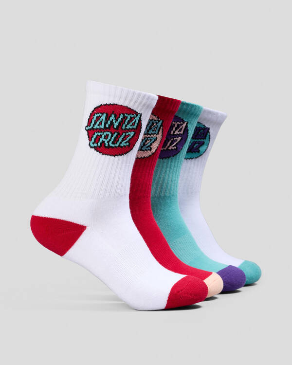 Santa Cruz Girls' Other Dot Crew Socks 4 Pack for Womens