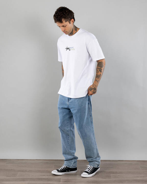 S-Double Embroided Denim Standard Jeans for Mens