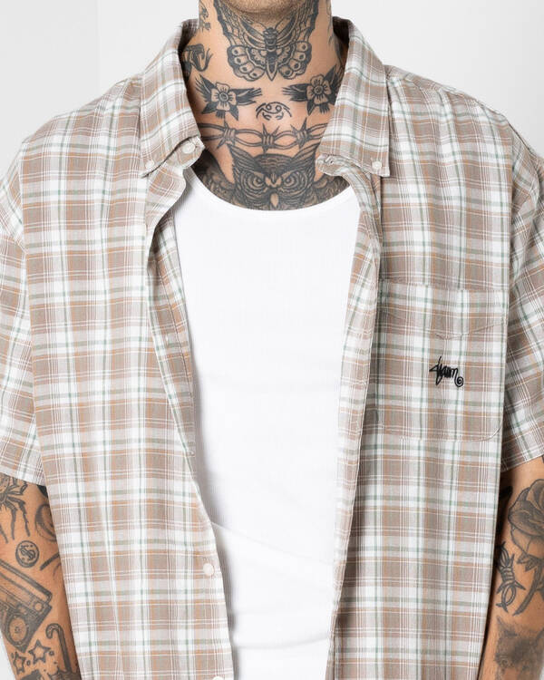 S-Double Blend Check Short Sleeve Shirt for Mens