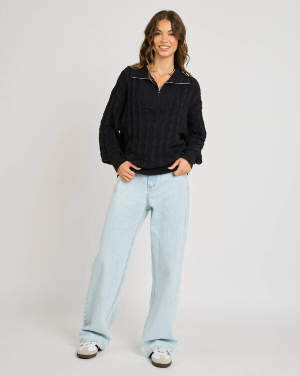 Mooloola Judy Half Zip Collared Cable Knit Jumper for Womens