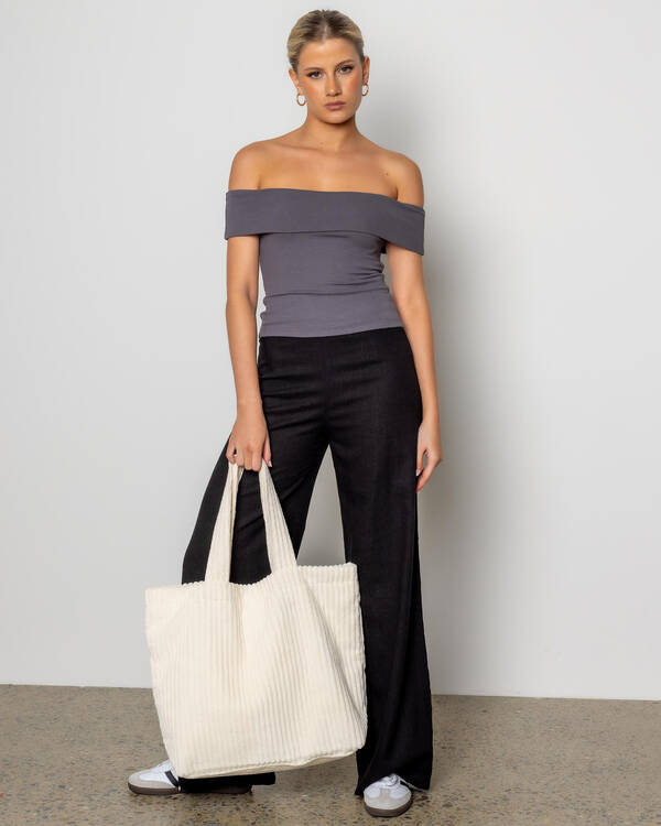 Mooloola Basic Fine Rib Off Shoulder Top for Womens
