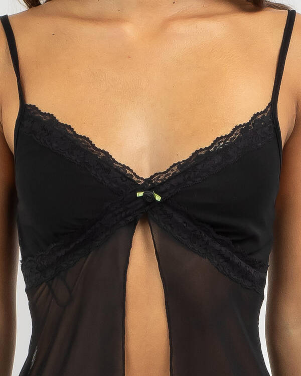 Ava And Ever Blossom Mesh Split Front Top for Womens