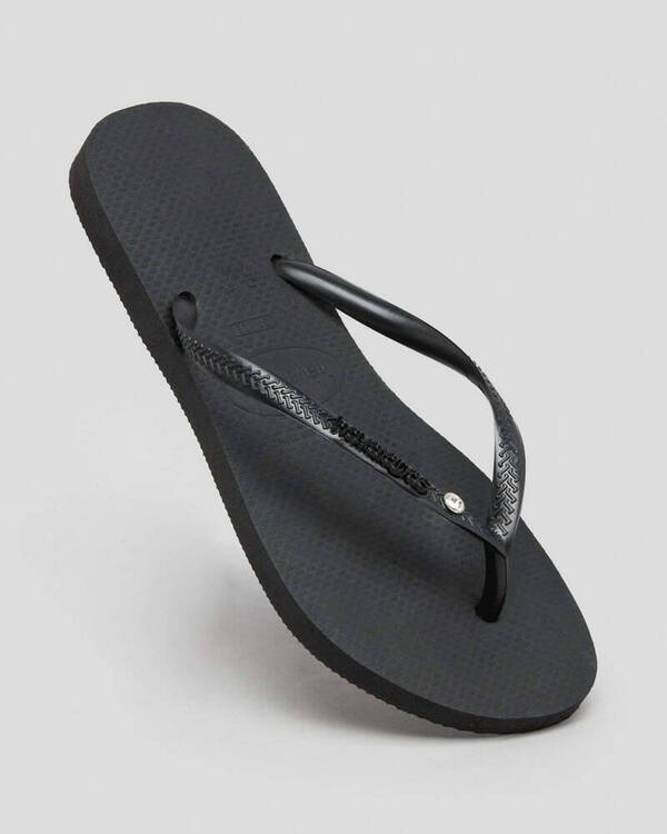 Havaianas Slim Metal Logo Crystal Thongs for Womens