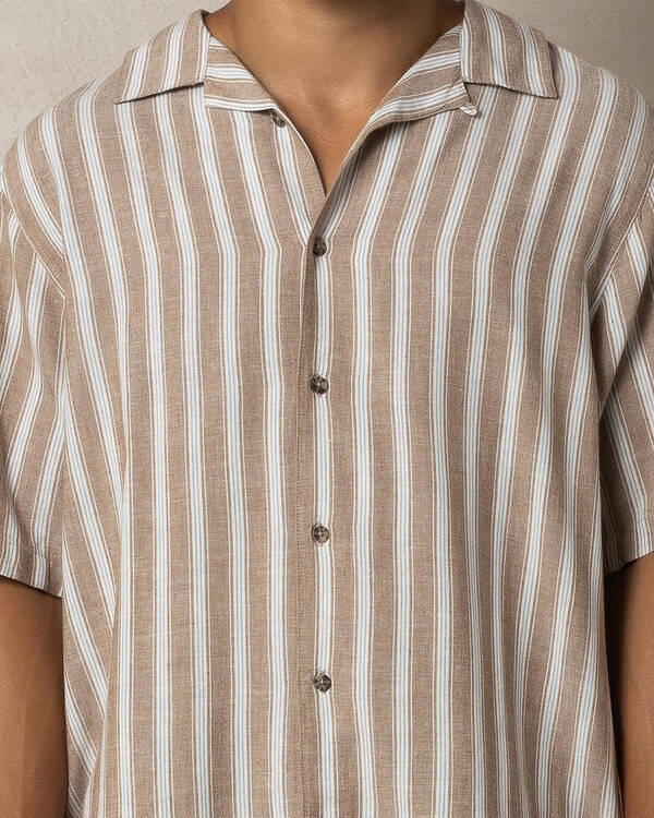 RVCA Beat Stripe Vintage Short Sleeve Shirt for Mens