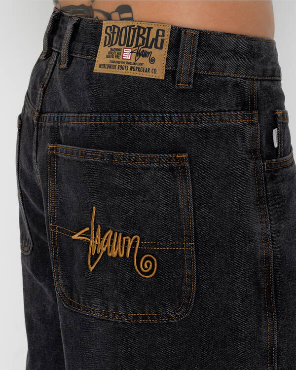 S-Double Embroidered Denim Shorts for Mens