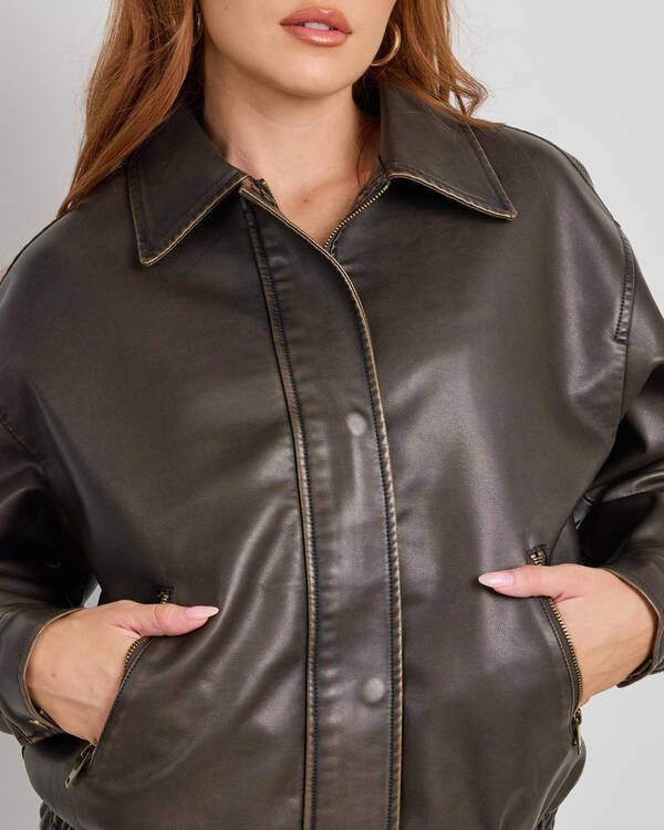 Ava And Ever Maverick Faux Leather Bomber Jacket for Womens