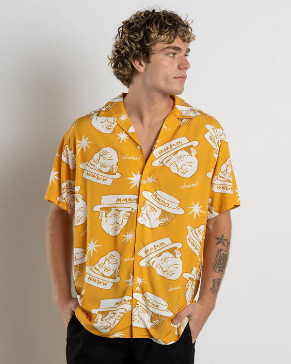 Milton Mango Gilded Mango Party Short Sleeve Shirt for Mens