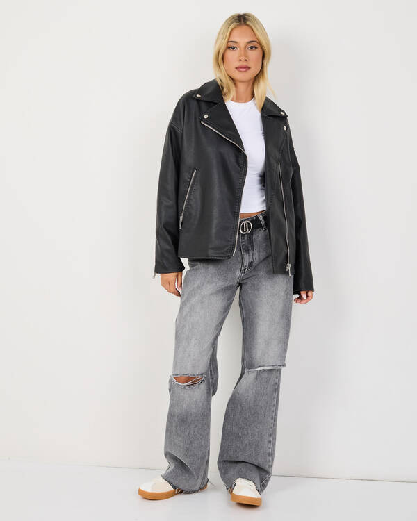 Ava And Ever Drifter Faux Leather Biker Jacket for Womens