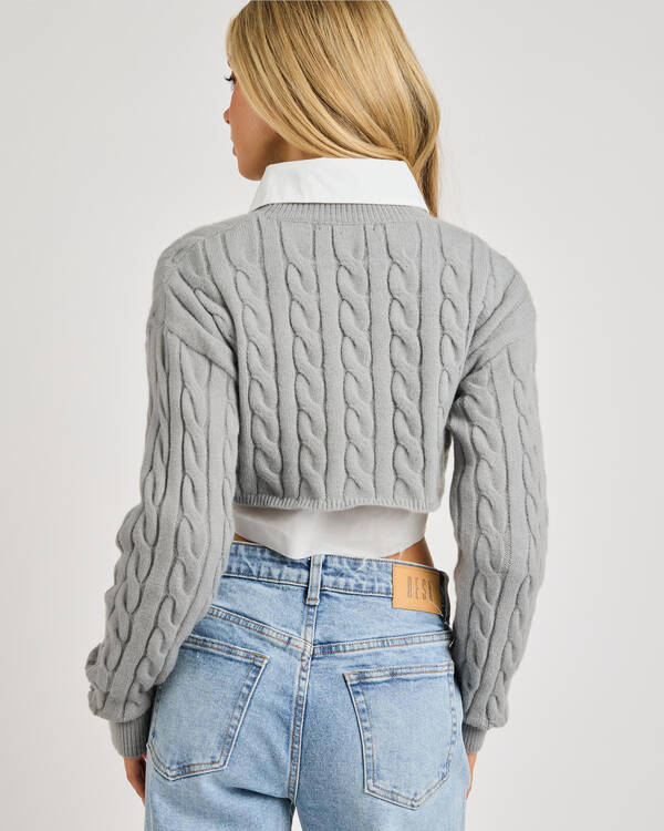 Ava And Ever Oxford Layered Cable Knit Jumper for Womens