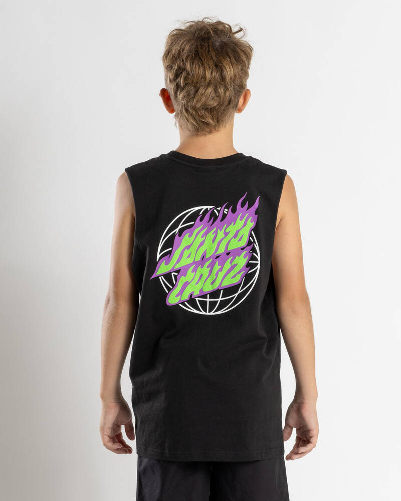 Santa Cruz Boys' Global Flame Dot Muscle Tank for Mens