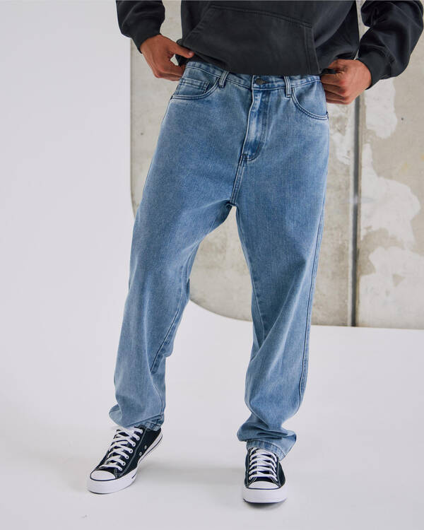 S-Double Embroided Denim Standard Jeans for Mens