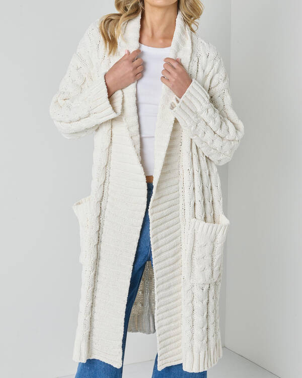 Mooloola Vogue Longline Cable Knit Cardigan for Womens