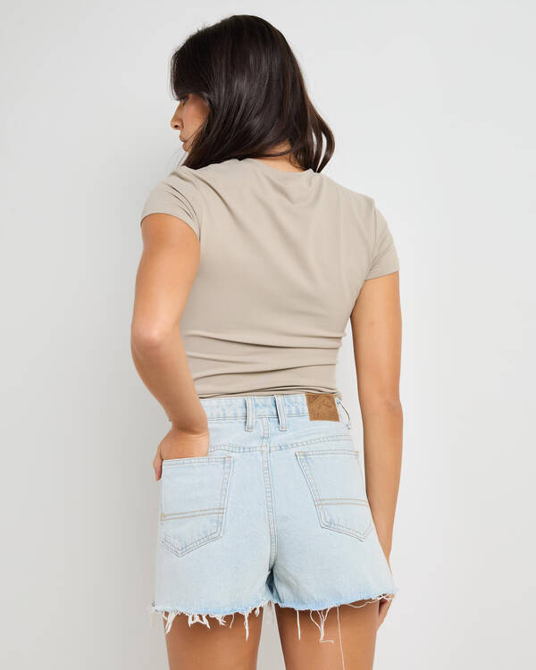 Rusty Penny Kick Flare Denim Shorts for Womens