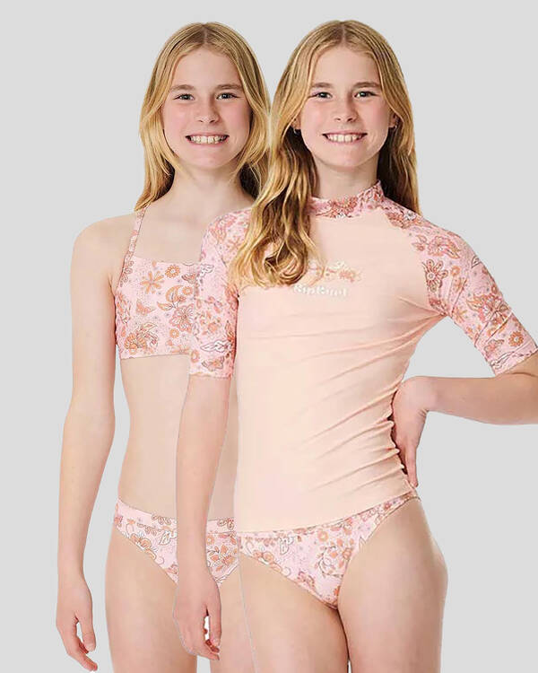 Rip Curl Girls' Sun Catcher Short Sleeve 3 Piece Rash Vest Set for Womens